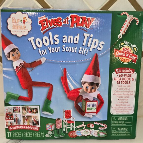 "Elves At Play" Kit With Scout Elf St. Bernard & Arctic Fox Plush elf on the she - Picture 4 of 9